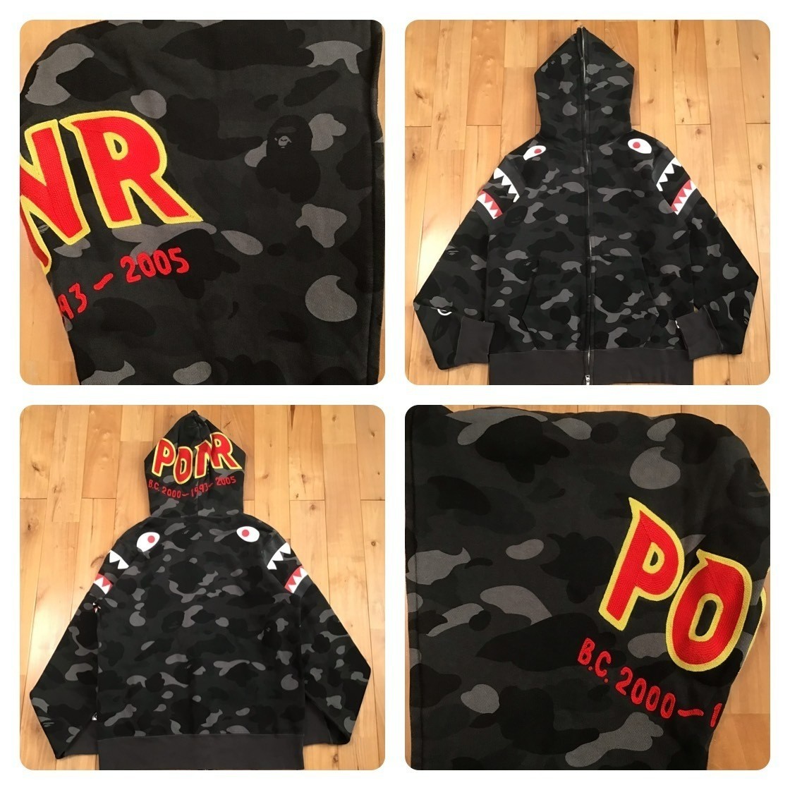 BAPE Shoulder Shark Full Zip Hoodie Black Camo A Bathing Ape Size