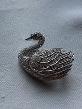 clear crystal swan brooch