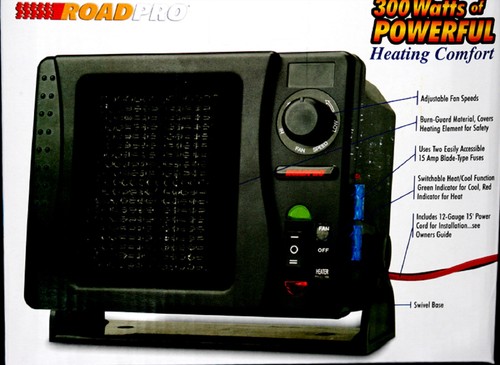 Universal 12 Volt Ceramic 300 Watt Heater RoadPro RPSL-681 - Picture 3 of 3