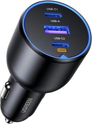 UGREEN Zigarettenanzünder USB C 130W Auto zubehör Auto Ladegerät 3-Port Auto 12V - Bild 1 von 4