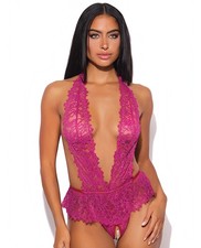 Plus Size Teddy Bodysuit Plus Size Halter Jocelyn Lace Halter Teddy Raspberry