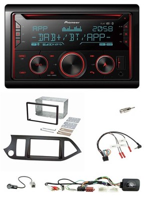 Pioneer 2DIN DAB Lenkrad Bluetooth USB CD Autoradio für Kia Picanto ab 11 AUX,US