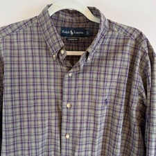 Men's Ralph Lauren Size L Classic Fit Plaid Long Sleeve Button Down Shirt EUC