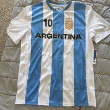 Argentina 2022 World Cup jersey with blue & white vertical stripes, size S.