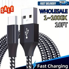 Lot Braided USB C Type-C Fast Charging Data SYNC Charger Cable USB Cord 10FT New