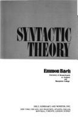Syntactic Theory Hardcover Emmon Bach