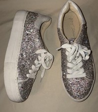 BETSEY JOHNSON 9 M Rhinestone Sidney Shoe Sneaker Bling Lace Up Aurora Borealis