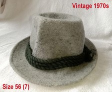 1970s Vintage Austrian Tirol Wool Winter Hat Ice Gray Size 56 Pure Wool