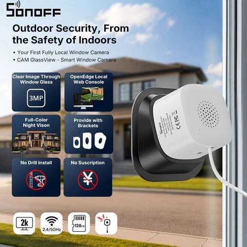 SONOFF 3MP 2K Smart Window Camera Indoor Cameras for Home Security Night Vision