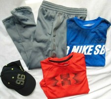 Lot of 4 Youth Boys NIKE  UNDER ARMOUR Shirts  Pants, Hat Sz M