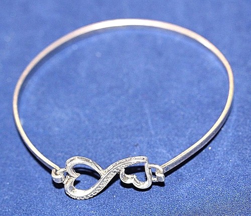 Sterling Silber Herz Armreif 60mm Armband mit kleinen Steinen 925LA - Bild 3 von 5