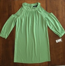 NWT Womens NINE WEST COLD SHOULDER DRESS Sprout Green SHIFT DRESS Size 4