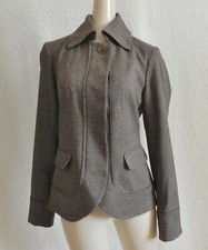 Etcetera Jacket Wool Blend Woven Brown Button Down Pockets Slim Cut Size 2