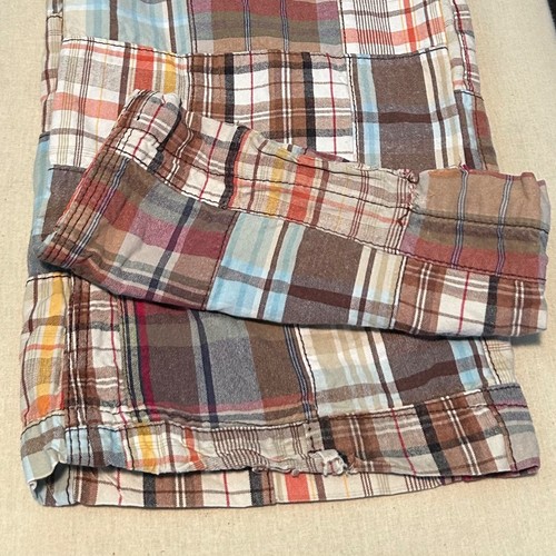 Women's Chor 100% Cotton Y2K Vtg Madras Straight Leg Plaid Pants Size 1 - Picture 9 of 9
