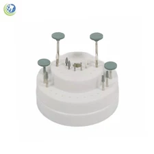 Round Dental Bur Block Holder Station with Lid - Plastic Holds 60 Burs HP RA FG