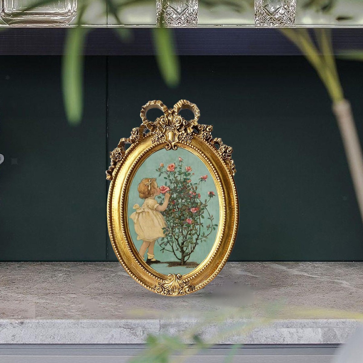 Baroque Photo Frame Ornament Oval Picture Frame for Wedding