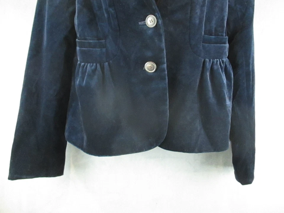 J Crew Blazer Womens 10 Blue Velvet Peplum Whimsigoth Office Siren Edgy Career - Image 3 of 4