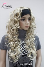 Long Wavy Brown Curly Synthetic HeadBand Wig Ladies 3/4 Wigs With Women Wigs