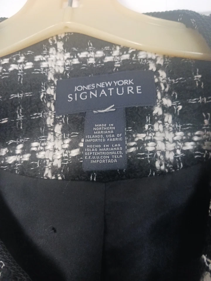 Traje chaqueta Jones New York a cuadros blanco y negro estilo abierto 18w Foto 2 de 4