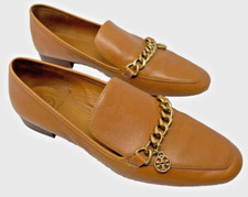 Brand new TORY BURCH sz 8 MINI BENTON LOAFER 20MM LOGO CHARM CHAIN AMBRA LEATHER