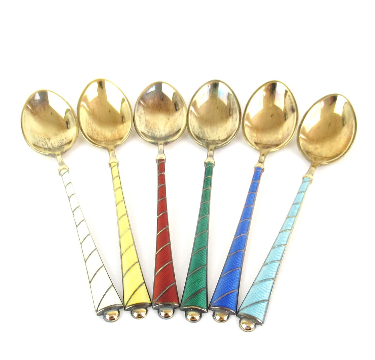 ⭐️Ela DENMARK 七宝焼き スプーン 6本セット STERLING925 Authentic Ela Denmark Set of 6 Sterling Silver Enamel
