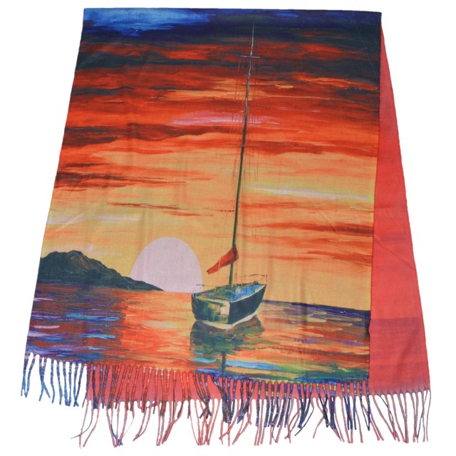 Langer Schal Malerei Gemälde Reproduktion Sonnenuntergang Leonid Afremov SW09.39 Langer Schal Malerei Gemälde Reproduktion Sonnenuntergang Leonid Afremov SW09.39