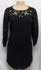 TALBOTS / BLACK BEADED CAREER CASUAL COCKTAIL STRAIGHT DRESS SIZE: 2P