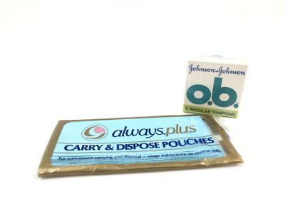 Vintage 1970s Johnson & Johnson o.b. Tampons & Always Plus Dispose Pouches NOS