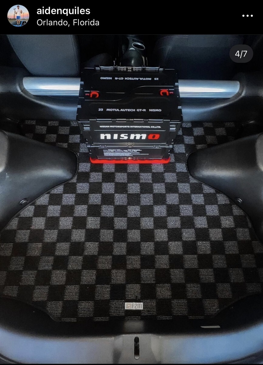 P2M for Nissan 370Z Fairlady Z34 Checkered Rear Trunk Floor Mat Dark