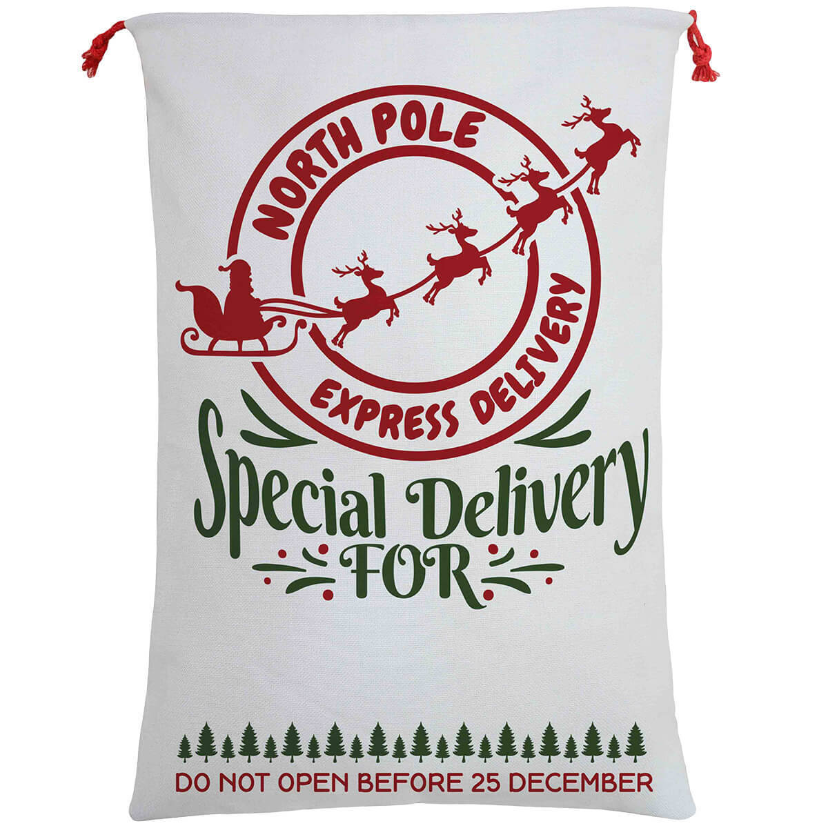 NNEDSZ 50x70cm Canvas Hessian Santa Sack with Reindeer Design for Kids Christmas Stocking