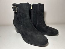 Clarks Suede Ankle Boots Size 3 D Black Unstructured UN Cosmo Vibe Zip Up Buckle