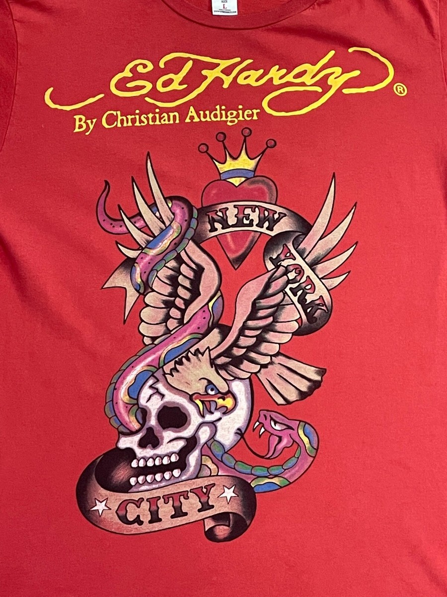 Vintage 2000s ED HARDY BY CHRISTIAN AUDIGIER T shirt size large