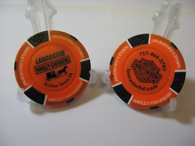 1 Harley Davidson Poker Chip - Lancaster, Pa. Amish Horse & Buggy - Orange