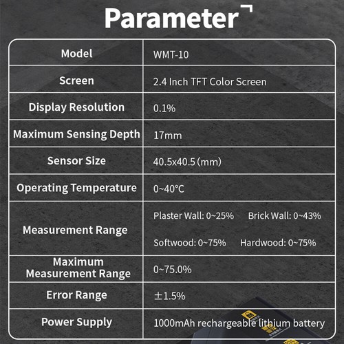 Non-contact Timber Damp Wall Detector Non-destructive Humidity Moisture Tester - Picture 15 of 22