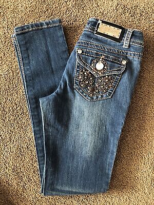 E-Line Jeans USA Womens Sz 3 (26x30) Blue Denim Embellished