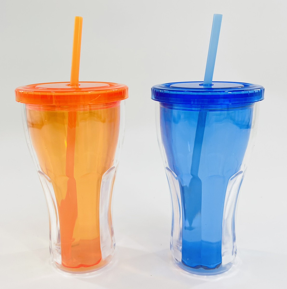 16oz Acrylic Double Wall Tumbler with Lid & Straw Vintage Soda Glass Look 2  PACK