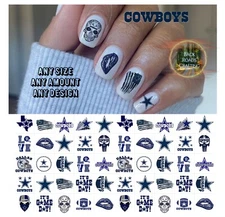 Dallas Cowboys Waterslide Nail Decals Set Of 50  Instructions & Bonus