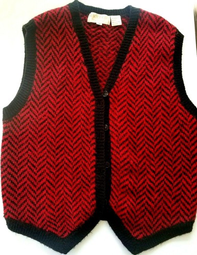 D. K. Gold Knit Black and Red Vest Size 