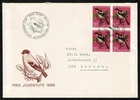 SE65 SWITZERLAND 1968 FDC Pro Juventute - Native birds 30c multiple of 4