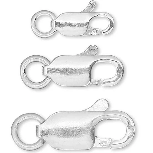 Sterling Silver 925 Lobster Claw Clasp With Jump Ring Jewelry Finding Small-Big
