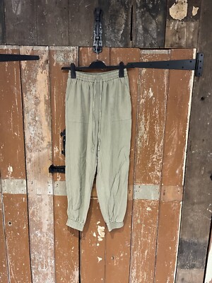 Reservierte Baggy Harem Hosenhose Taschen Kordelzug elastisch grün 6