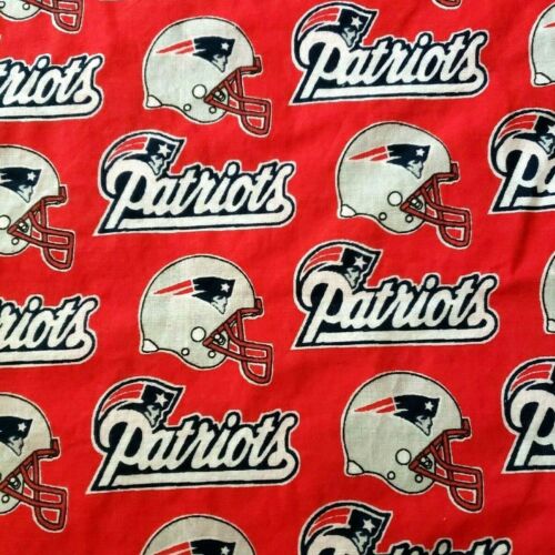 Vintage NFL New England Patriots Red Cotton Fabric 1 Yd 52" Remnant RARE OOP NEW - 第 1/4 張圖片