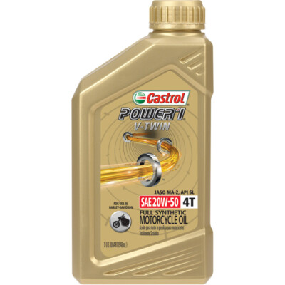 Castrol POWER1 4T V-Twin Motorcycle Full-Synthetic Motor Oil | 20W-50 | 1 Qt