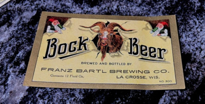 RARE PRE-PRO FRANZ BARTL BREWING CO BOCK BEER 12OZ BOTTLE LABEL LACROSSE WI