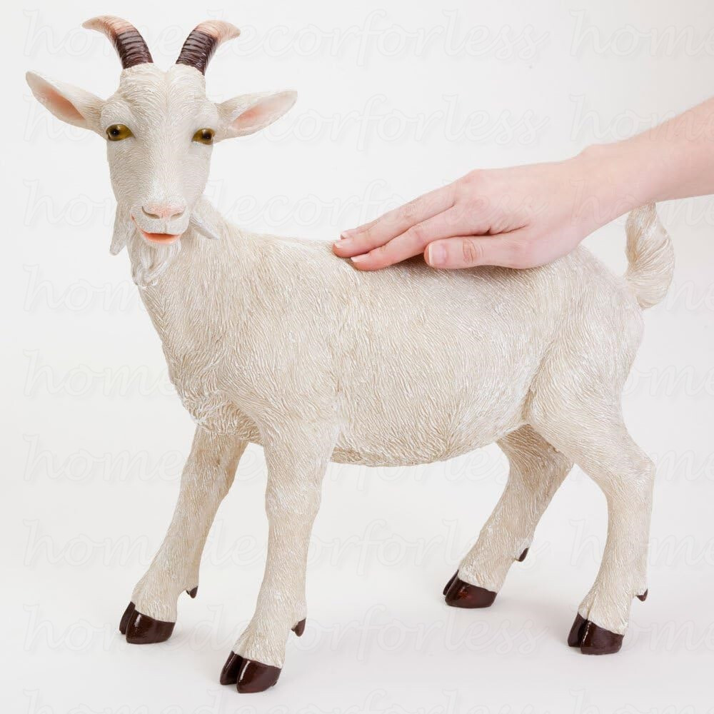 Realistic Billy Goat Garden Statue Lifelike Barnyard Sculpture