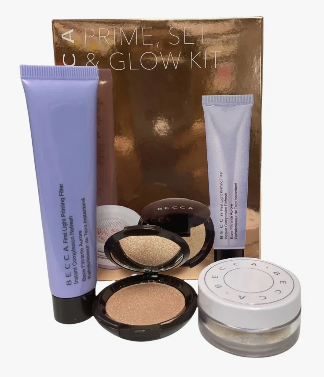 BECCA PRIME, SET & GLOW KIT 3 piece gift set