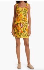 FARM RIO FRUIT LOVERS LINEN MINI YELLOW DRESS  XS