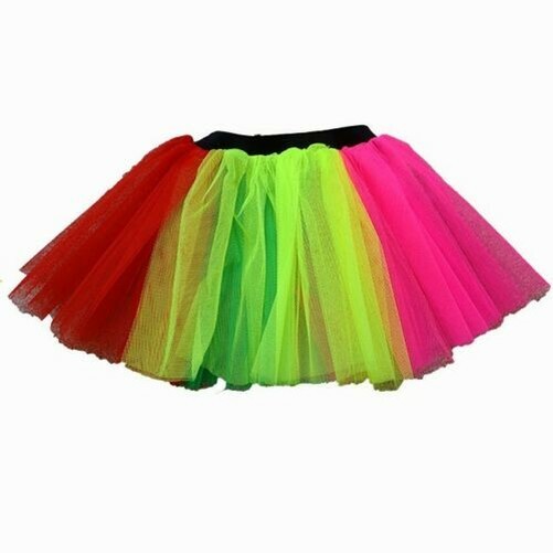 Mujer Neón Arcoiris Tutú Falda Capas Gallina Fiesta Accesorio Divertida Disfraz