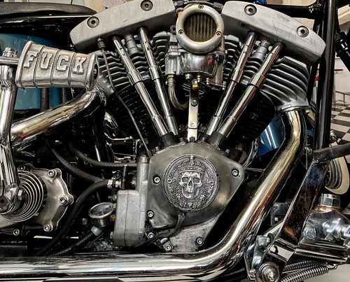 Vicla Wicked Skull King Carved Evo Shovelhead Timing Cover Harley Davidson - Picture 3 of 9