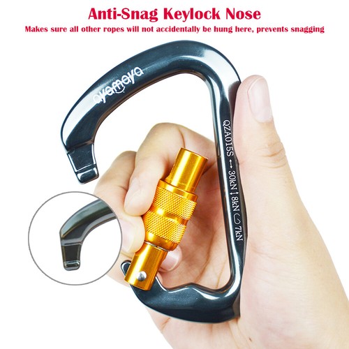 30KN Heavy Duty Locking Carabiner Clip Rock Climbing Hook Big Tree Rigging Swing - Picture 5 of 19